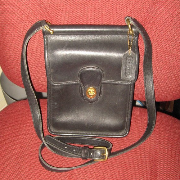 ❤️Vintage COACH 9930 Willis Murphy BLACK Leather Crossbody Bag Purse +FOB - Picture 3 of 9